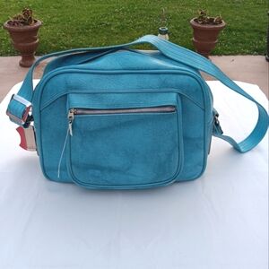 VTG 1970s AMERICAN TOURISTER Leather Carry-On Travel Bag Luggage Taiwan Blue
